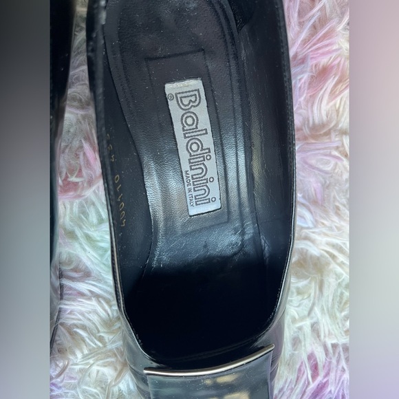 Rare Baldinini black block heel shoes Pure Leather-7.5 US 36 vintage european - Picture 5 of 16